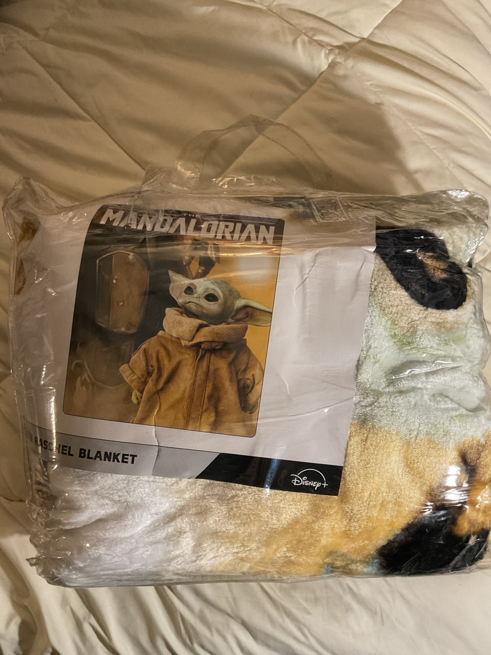 NWT Star Wars Grogu Twin Raschel Blanket - Green & Brown